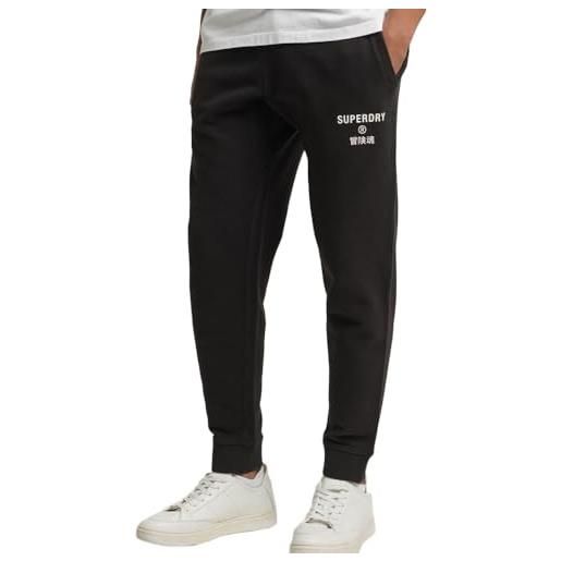 Superdry pantaloni sportivi da uomo code core, vestibilità aderente, con coulisse in vita, nero, xl