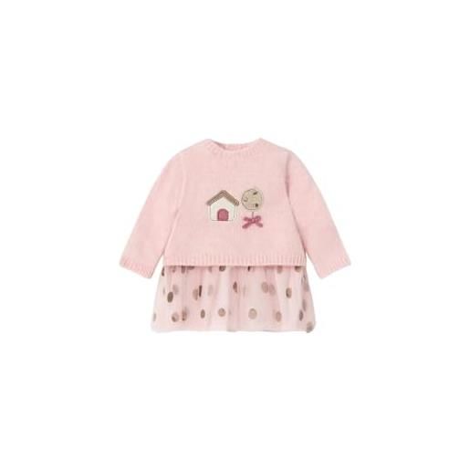 Mayoral vestito combined tricot e tulle per bimba rosa baby 18 mesi (86cm)