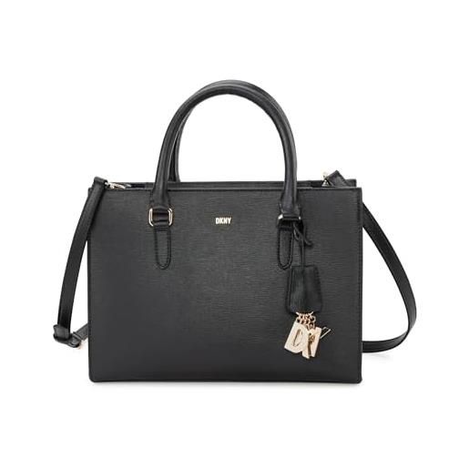 DKNY perri box satchel, borsa a tracolla donna, nero, one. Size