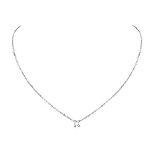 ChicSilver collanina argento 925 donna con ciondolo collana con iniziale k collane in argento con iniziale k con confezione regalo
