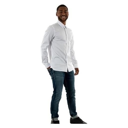 Lacoste-men s l/s woven shirt-ch5253-00, bianco, 42 (l)