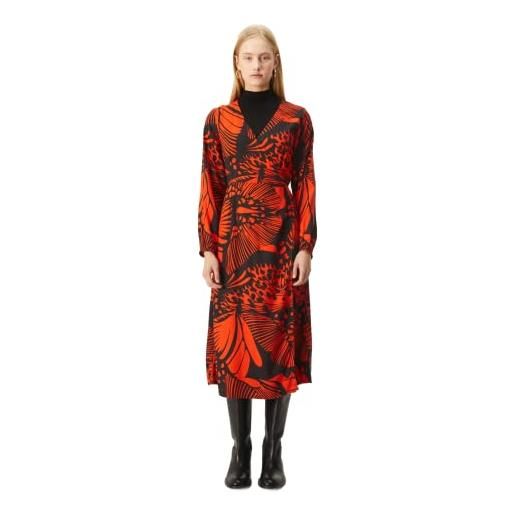 Compañia Fantastica compania fantastica abito midi a portafoglio rosso con scollo a v e stampa farfalla, rosso, 44