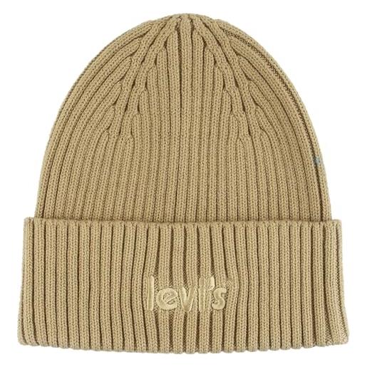 Levi's poster logo beanie berretto, beige, taglia unica uomo