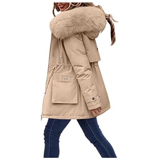 Fulidngzg giacca invernale donna media lunga leggero caldo parka militare parka giubbotto slim fit antivento giaccone elegante in pelliccia piumino con cappuccio outdoor