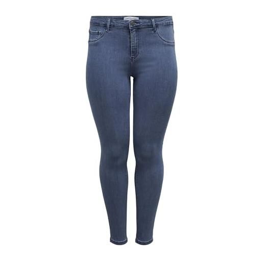 Only carmakoma carthunder push up reg sk jeans mbd noos skinny, blu (medium blue denim medium blue denim), w40 (taglia produttore: 52) donna