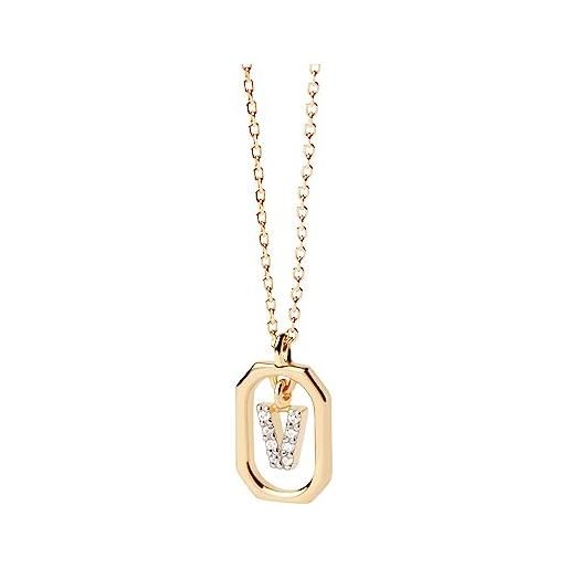 P D PAOLA pdpaola mini letter v necklace collana con nome a lettera oro, onesize, argento sterling, zirconia cubica
