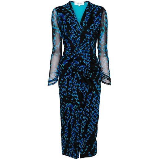 DVF Diane von Furstenberg abito hades midi con stampa grafica - blu