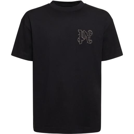 PALM ANGELS t-shirt monogram stud in cotone