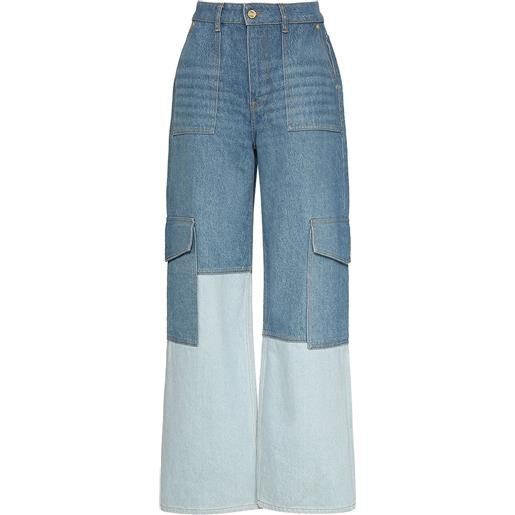 GANNI jeans cargo vita alta in denim di cotone