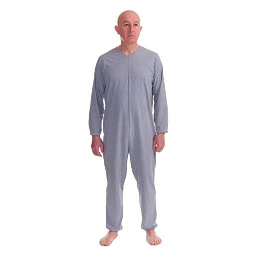 FERRUCCI COMFORT pigiama tutone sanitario serenità manica lunga 1 cerniera/zip dietro schiena estivo (grigio, xl)
