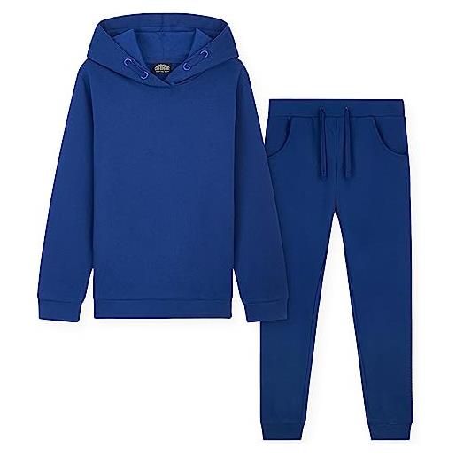 CityComfort tuta bambino con felpa con cappuccio e joggers, abbigliamento sportivo in cotone 3-14 anni (blu, 11-12 anni)