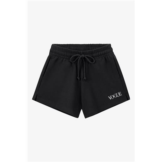 VOGUE Collection pantaloncini vogue neri con logo ricamato bianco