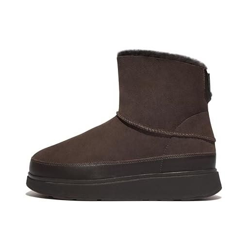 Fitflop gen-ff mini double-faced shearling boots, stivaletto donna, chocolate brown, 38.5 eu