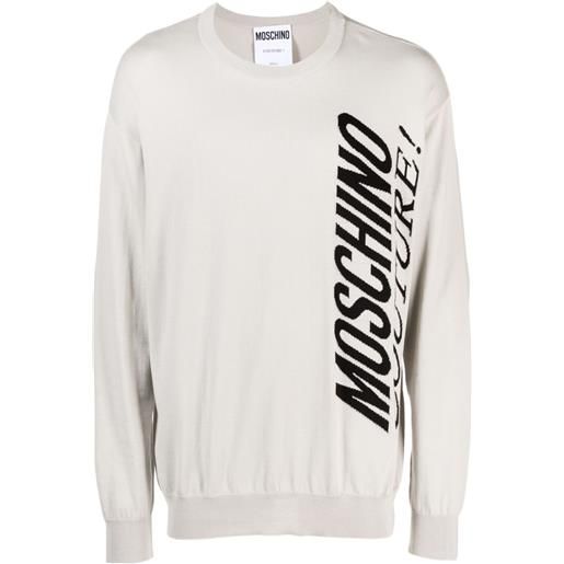 Moschino maglione con logo jacquard - grigio