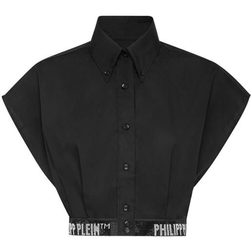 Philipp Plein camicia crop con decorazione - nero