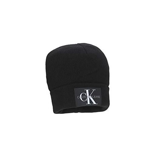 Calvin Klein Jeans berretto in maglia uomo monologo patch berretto invernale, nero (black), taglia unica