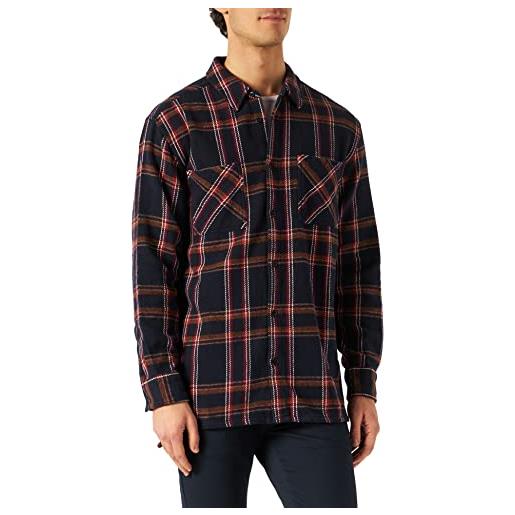 Urban Classics heavy long oversized checked shirt camicia, navy/arancione, 5xl uomo