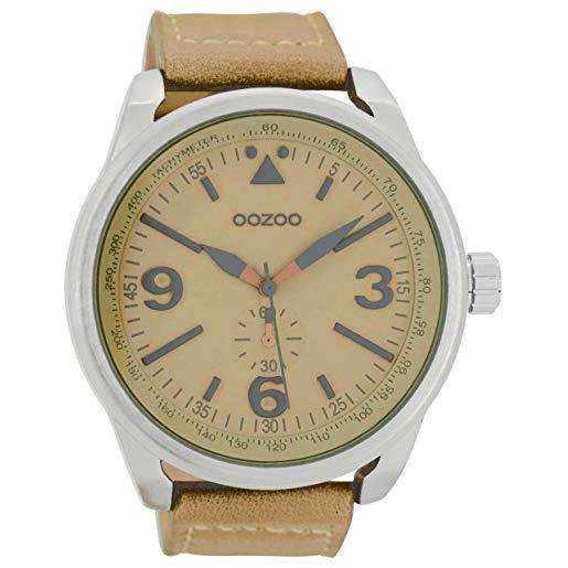 Oozoo orologio da polso xl con cinturino in pelle per articoli speciali, outlet a prezzo ridotto, variante 2, c7065 - sabbia/sabbia, cinghia