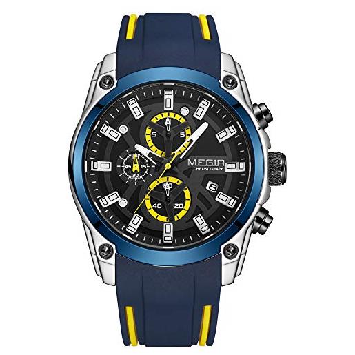 MEGIR orologi sportivi militari da uomo da uomo impermeabile moda blu cinturino in silicone orologio da polso uomo di lusso top brand luminoso orologio, blu