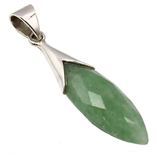 Unique Gems unique collane ciondolo naturele avventurina in argento 925 stile liberty forma di goccia qualità come gioielliere