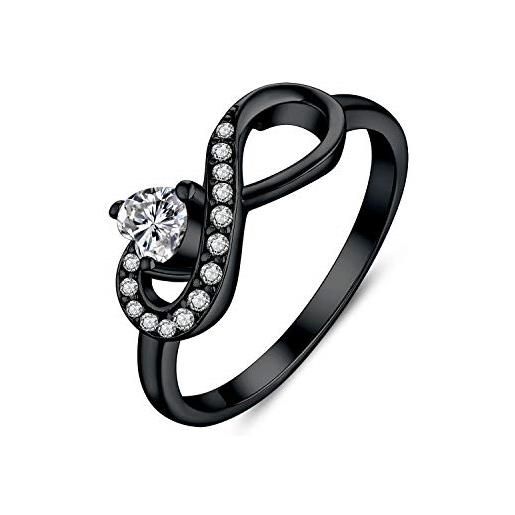 JO WISDOM anelli cuore infinito argento 925 aaa zirconia cubica con placcato oro nero