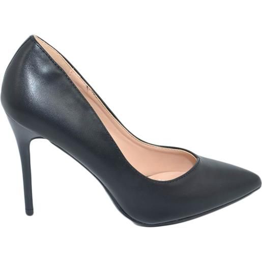 Malu Shoes decollete' donna a punta nero tacco a spillo 12 cm eco pelle nappa comode matte scarpe per cerimonie eventi