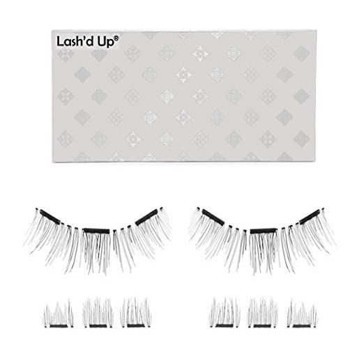 Lash'd Up® ciglia magnetiche senza eyeliner naturali 3 magneti (può essere indossato anche come 2 magneti) 3d riutilizzabili (molto naturale)