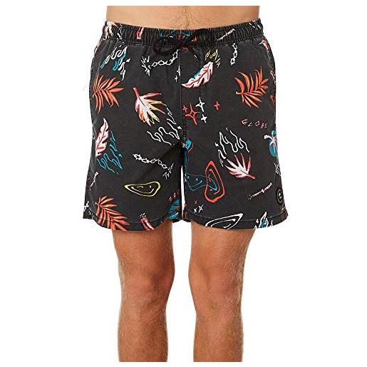 Globe psychotropics poolshort, costume da bagno uomo, nero lavato, s