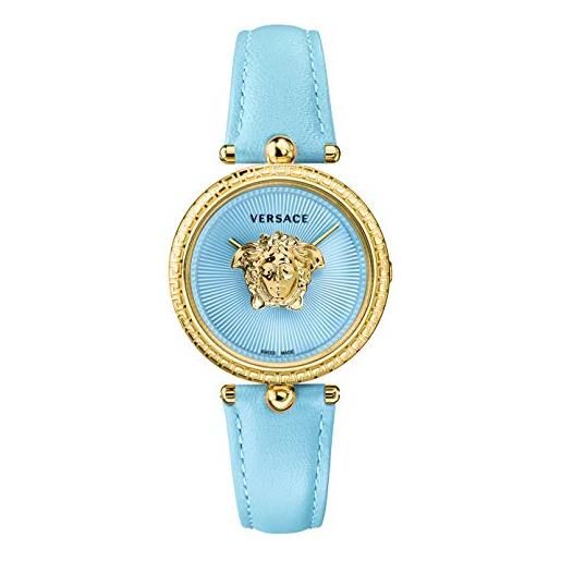 Versace orologio da donna palazzo, al quarzo, azzurro | orologio da donna | al quarzo | oro