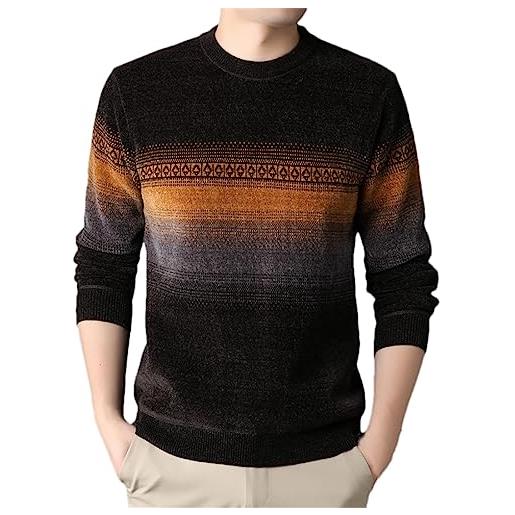 DBFBDTU maglione caldo da uomo streetwear o-collo in pile pullover lavorato a maglia coffee xl