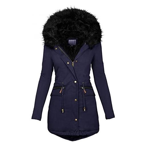 Kobilee parka donna invernale con pelliccia lungo cappotto giubbotto taglie forti lana fodera caldo elegante giacca invernale