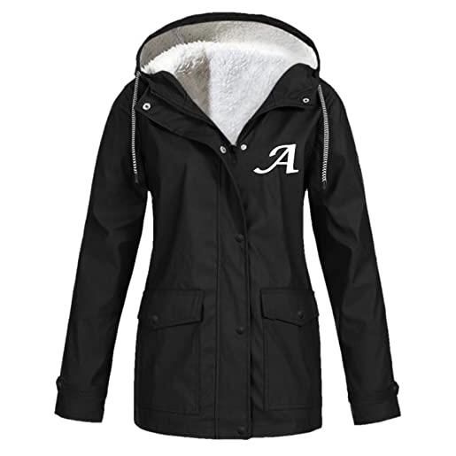 Lapirek giacca invernale da donna, autunno, inverno, calda imbottitura, in pile, con coulisse, taglie forti, giacca a vento, nero , xl