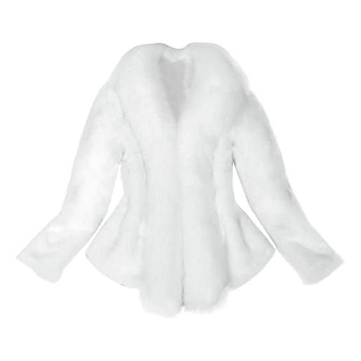 IQYU cappotto di pelliccia bianca da matrimonio: giacca da donna in finta pelliccia calda giacca a maniche lunghe elegante giacca invernale corta giacca di pelliccia autunnale giacca di pelliccia sintetica