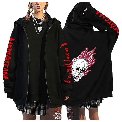 RIAAJ coppia di felpe con cappuccio gothic punk pullover unisex a maniche lunghe con cappuccio streetwear, a7, l