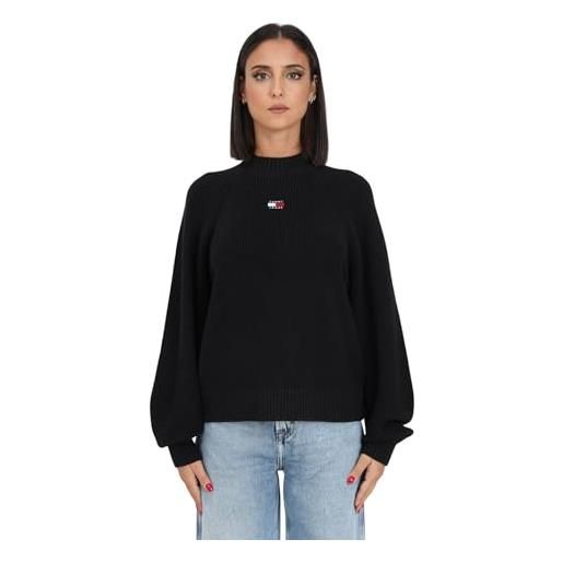 Tommy Jeans maglione nero da donna a girocollo l