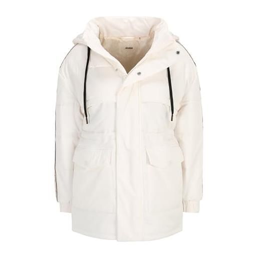 Guess piumino impermeabile donna con bande logate white milk (m)