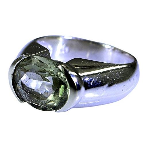 Gemsonclick anelli incantati di ametista verde naturale per gioielli con montatura ovale in madreperla argento