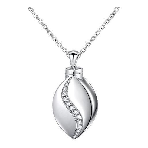 Flyow cremazione jewelry - collana con ciondolo a forma di urna commemorativa in argento sterling 925 e argento, cod. Pn-g12ape190403