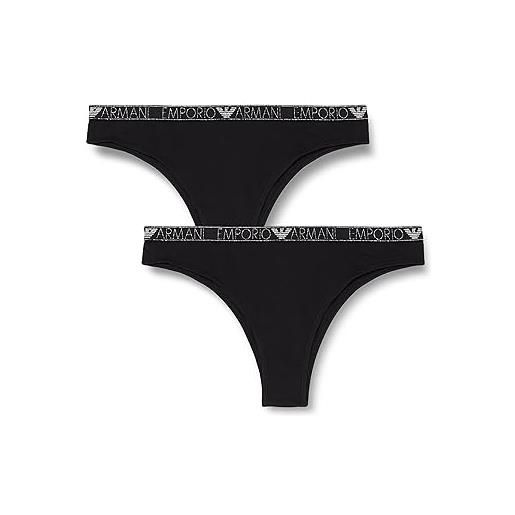 Emporio Armani women's 2-pack essential studs logo brazilian brief slip, black, s (pacco da 2) da donna