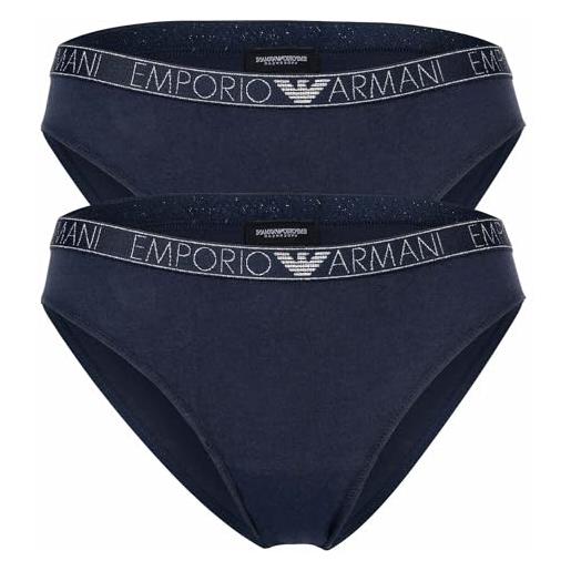 Emporio Armani women's 2-pack essential studs logo brazilian brief slip, marine, m (pacco da 2) da donna