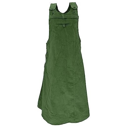 GURU SHOP gonna in velluto a coste, per hippierock, da donna, in cotone, per abbigliamento alternativo, verde, 44