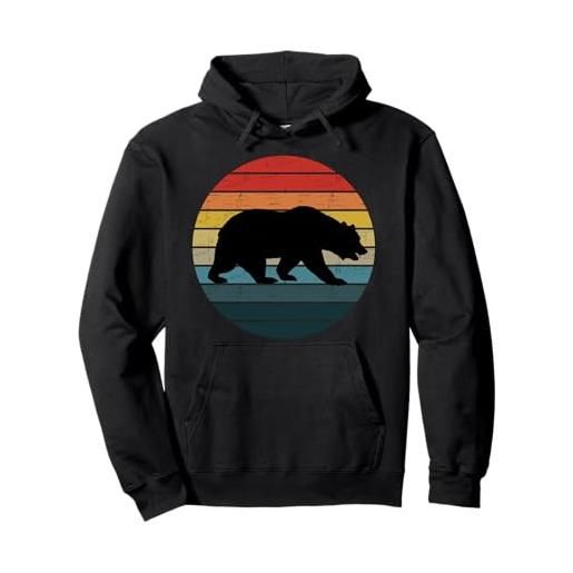 BEAR LOVER PRESENTA vintage bear silhouette in sunset retro sun colorato grunge felpa con cappuccio