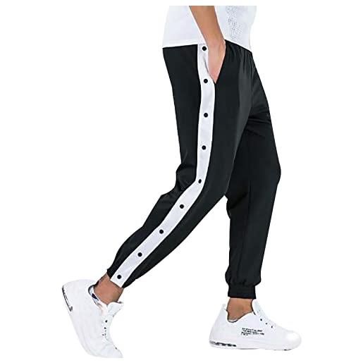 JMEDIC pantaloni da allenamento da basket con bottoni laterali larghi e polsini elastici pantaloni infermiere bianco (white, l)