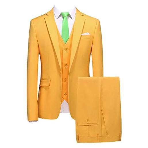 Cdkoke uomo abito a tre pezzi con un solo bottone per matrimonio giacca e gilet e pantaloni da lavoro
