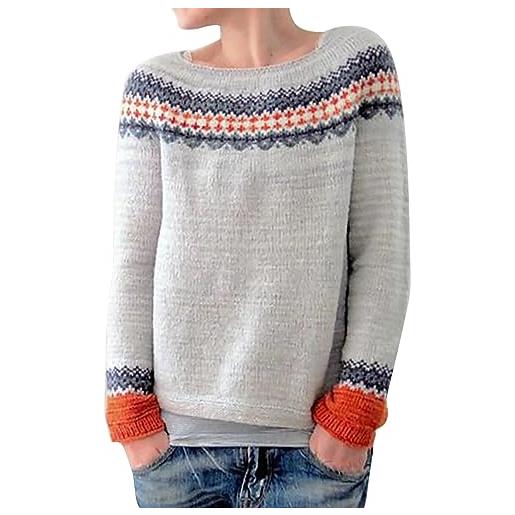 FNKDOR 2023 maglione donna autunno inverno maglione maglione cashmere maglione norvegese, grigio. , xl
