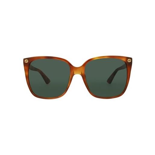 Gucci gg0022s 002 occhiali da sole, marrone (avana/green), 57 donna