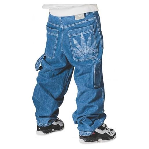 The blueskin baggy jeans uomo skate pantaloni larghi hip hop rap - colore blu - w 32 it 48