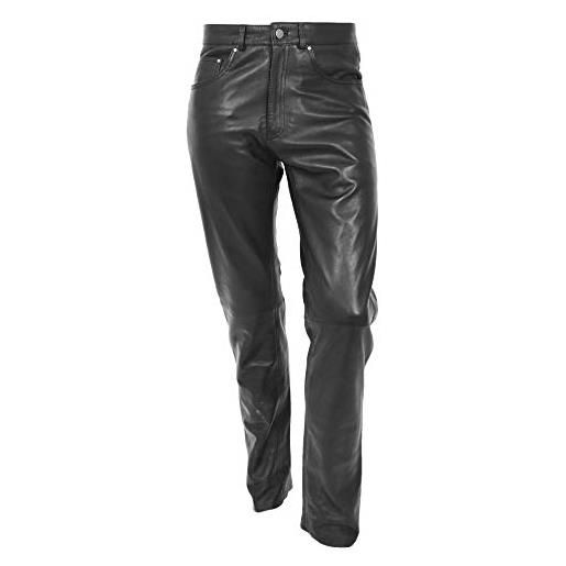 Radmasters Pantaloni da uomo in pelle jeans pantaloni in vera pelle nero e  marrone