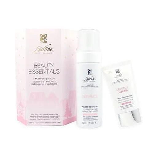 Bionike cofanetto defence beauty essentials mousse detergente 150ml + crema idratante ricca 50ml Bionike