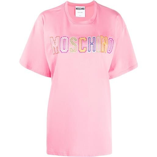 Moschino t-shirt con ricamo - rosa